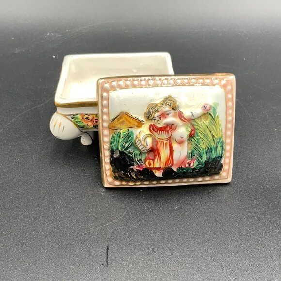 Capodimonte Italy Trinket Box Vintage Jewelry Holder Porcelain 1366/115 - Picture 5 of 9